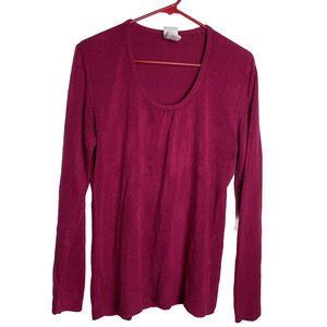 Just My Size JMS Women Knit Top 2X Pink Crewneck Pullover Long Sleeve Sweater
